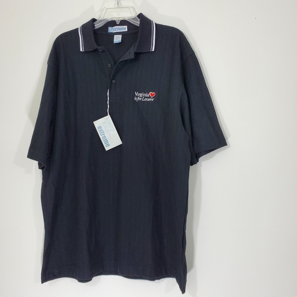 Black ribbed Polo Virginia is for Lovers Tee, Size XL